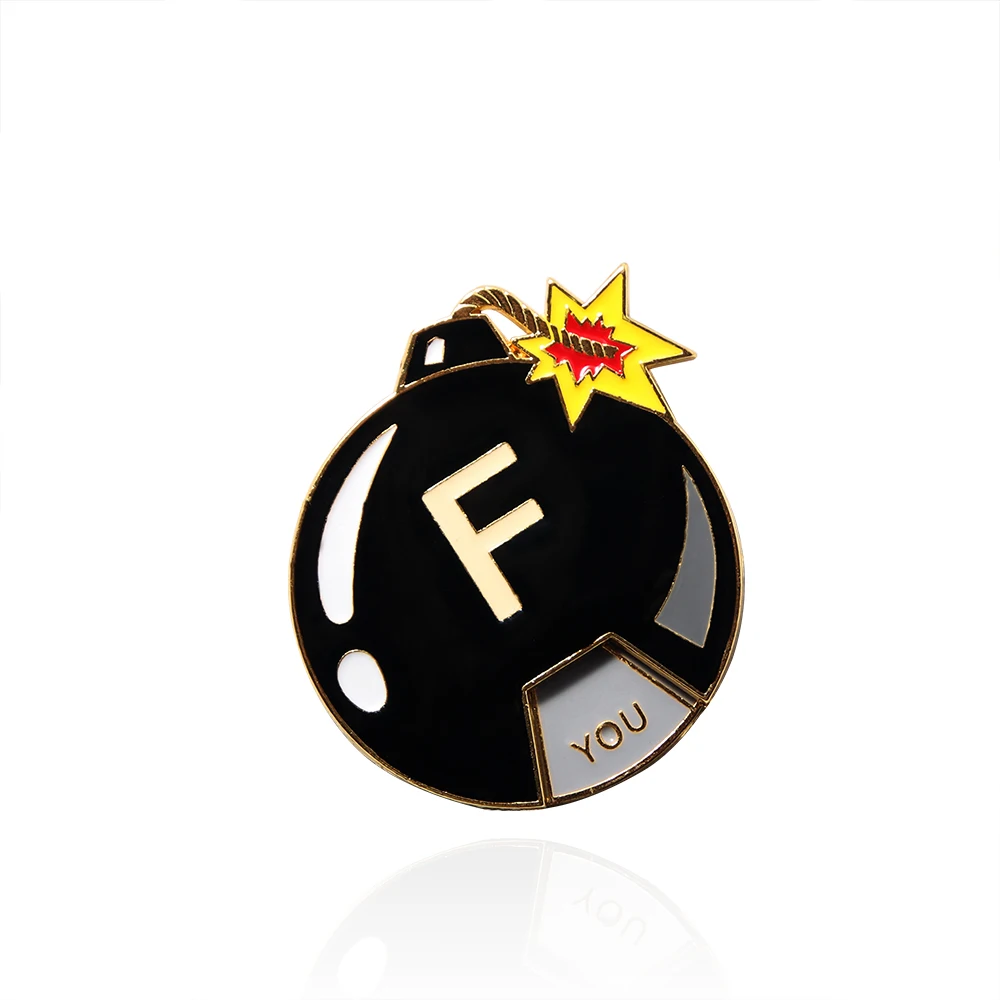 Interactive F Bomb Enamel Pins Sliding You Me No Yeah Letter Badge Brooch For Women Men Backpack Decoration Accessories Gifts