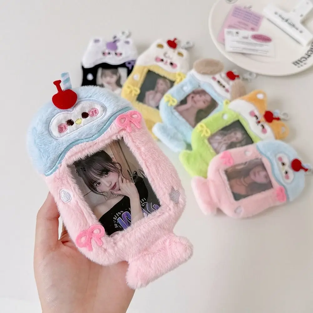 Fluffy Cartoon Animal Photocard Holder Dog Korean Style Bus Card Holder ID Card Cover Cat Plush Idol Photocard Holder Lady