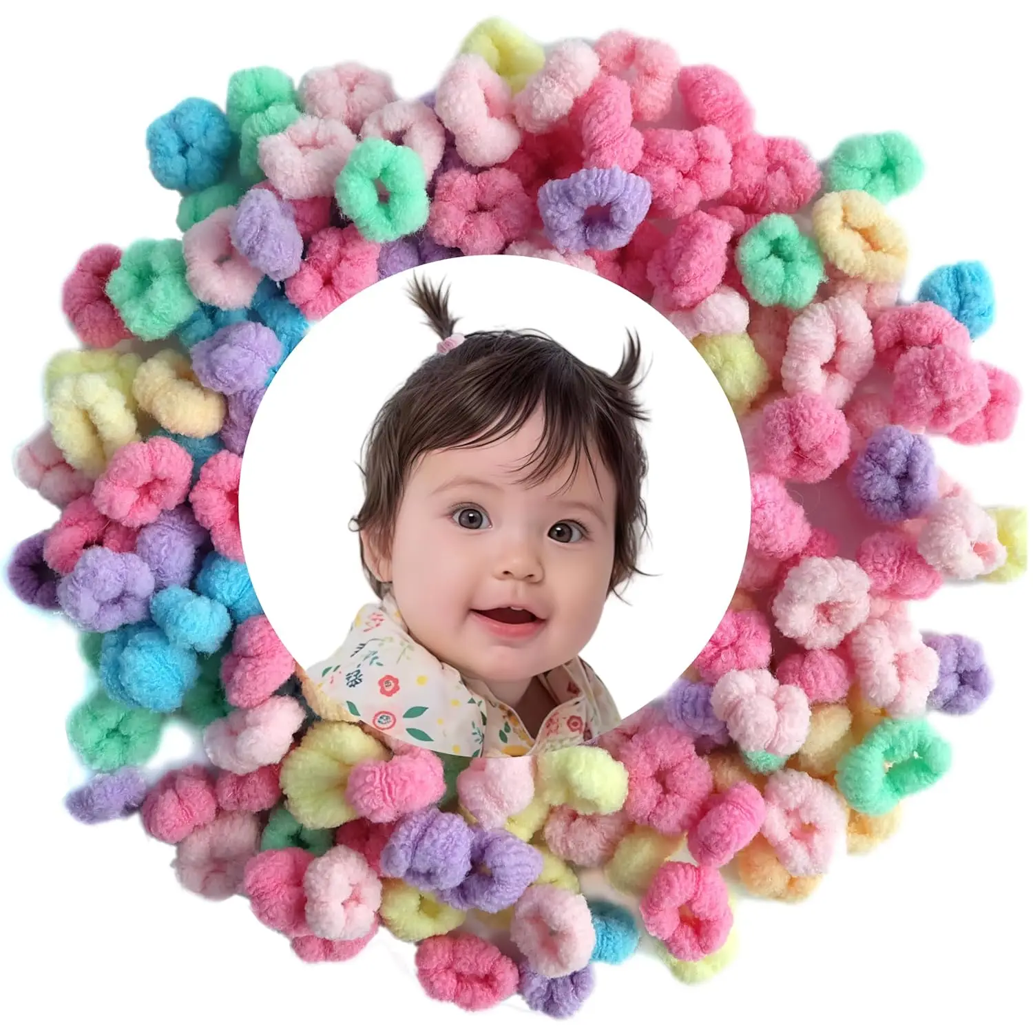 

120pcs Mini Hair Ties for Girls, Soft Elastic Bands No Damage, Thin Ponytail Holders for Toddlers Age 0-8