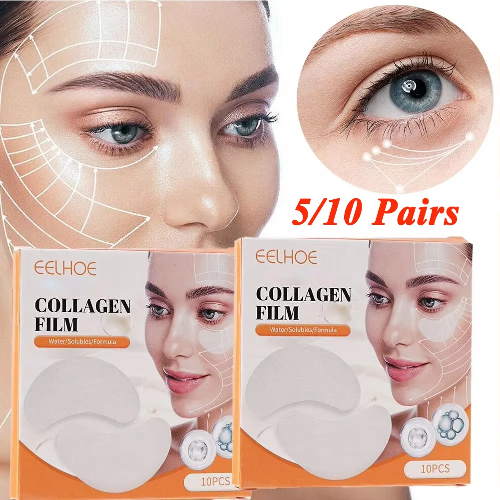 5/10Pairs Collagen Soluble Film Eye Zone Mask Vitamin Patches Hyaluronic Acid Moisturizing Face Dark Circles Skin Care