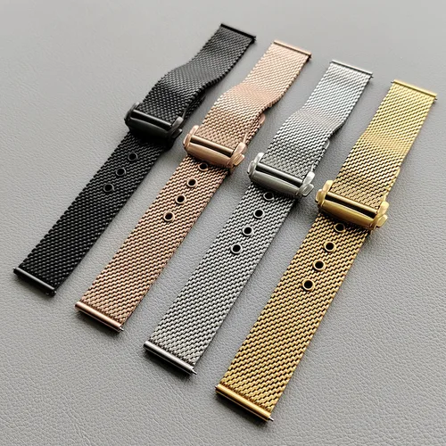 Imagen 2 del producto Pulsera de reloj milanesa de malla para reloj Omega Seamaster 007, Metal de alta gama, acero inoxidable con cierre plegable de mariposa, 20mm y 22mm