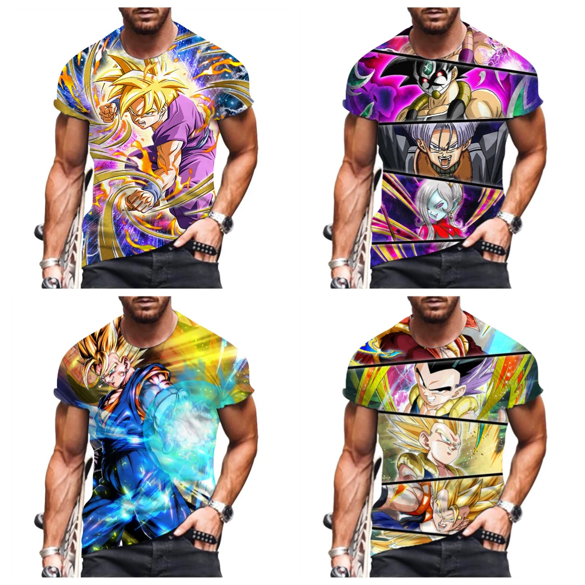 

Лето 2025 г., хит продаж, новая футболка из серии аниме Dragon Ball, 3D модная повседневная уличная дышащая футболка с короткими рукавами и круглым вырезом