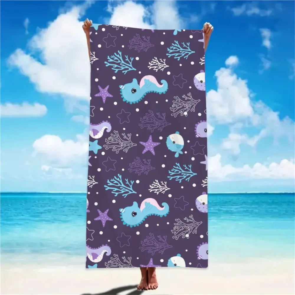 1Pc Cartoon Beach Towel  Soft & Comfortable Bath Towels Absorbent Quick-Drying Yoga Swimming Outdoor Pool Towel Birthday Gift