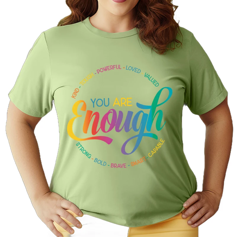 You Are Enough LGBT Pride Month Gay Lesbian Rainbow Ally Oversized Size T-Shirt Woman Summer Clothing Graphic Tees Gifts Lesbian