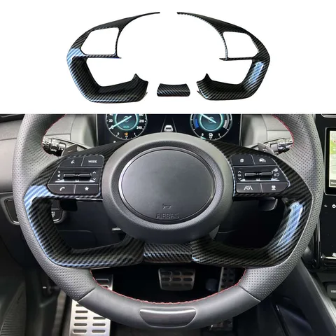 3 шт., накладка на руль цвета углеродного волокна, подходит для Hyundai Santa Cruz Tucson 2022 2023 Elantra 2021 2022 2023