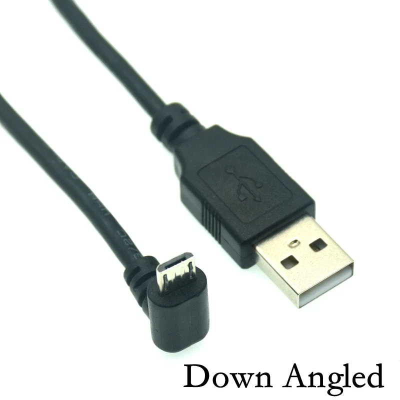 Kabel USB Micro USB męski do USB męski, kątowy 90 stopni, do transmisji danych i ładowania, krótki, długość 25 cm, 50 cm, 150 cm
