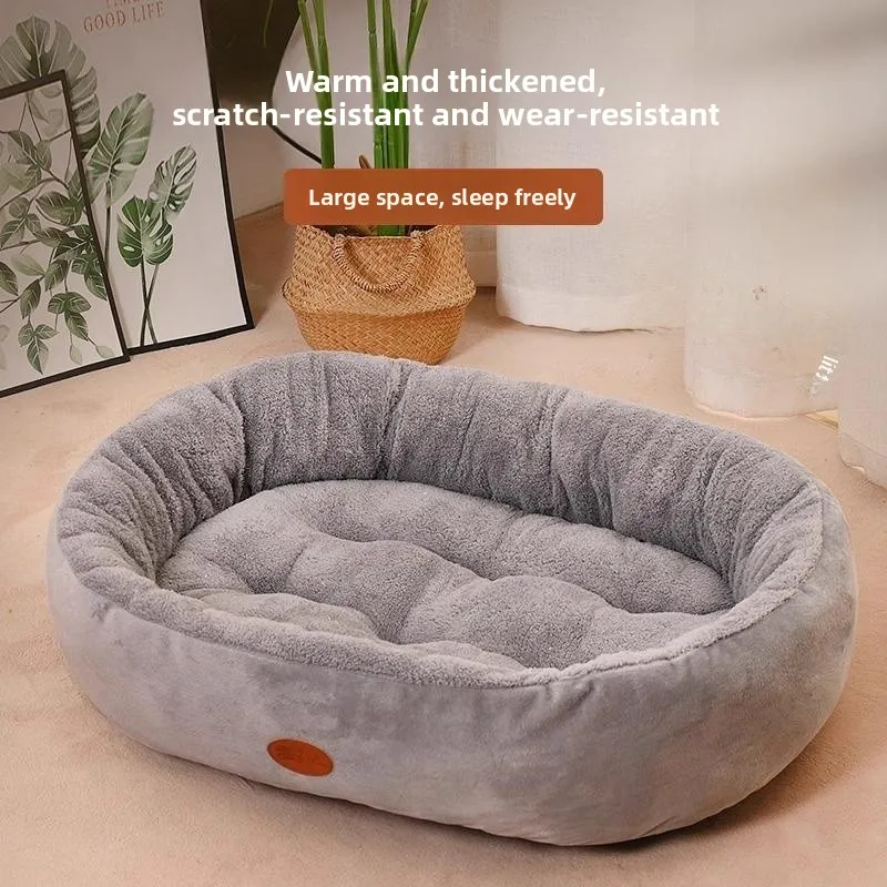 

Thiened Fce Winter Warm Pad Nest All Seasons Closed Large Size Dog House Securi Comfortable Pet Bed Home Decor