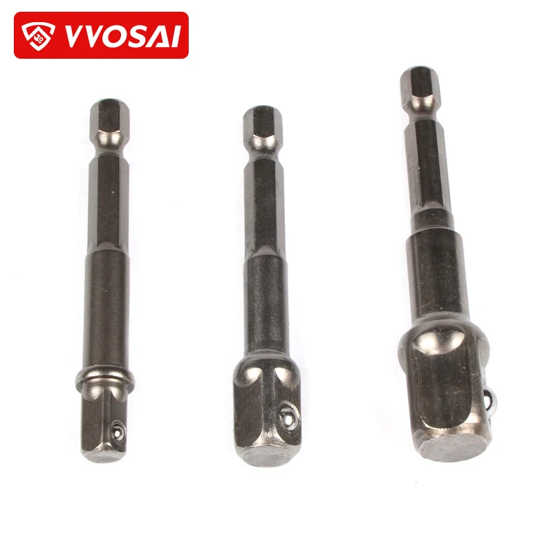 VVOSAI 3pcs Chrome Vanadium Steel Socket Adapter Set Hex Shank 1/4\