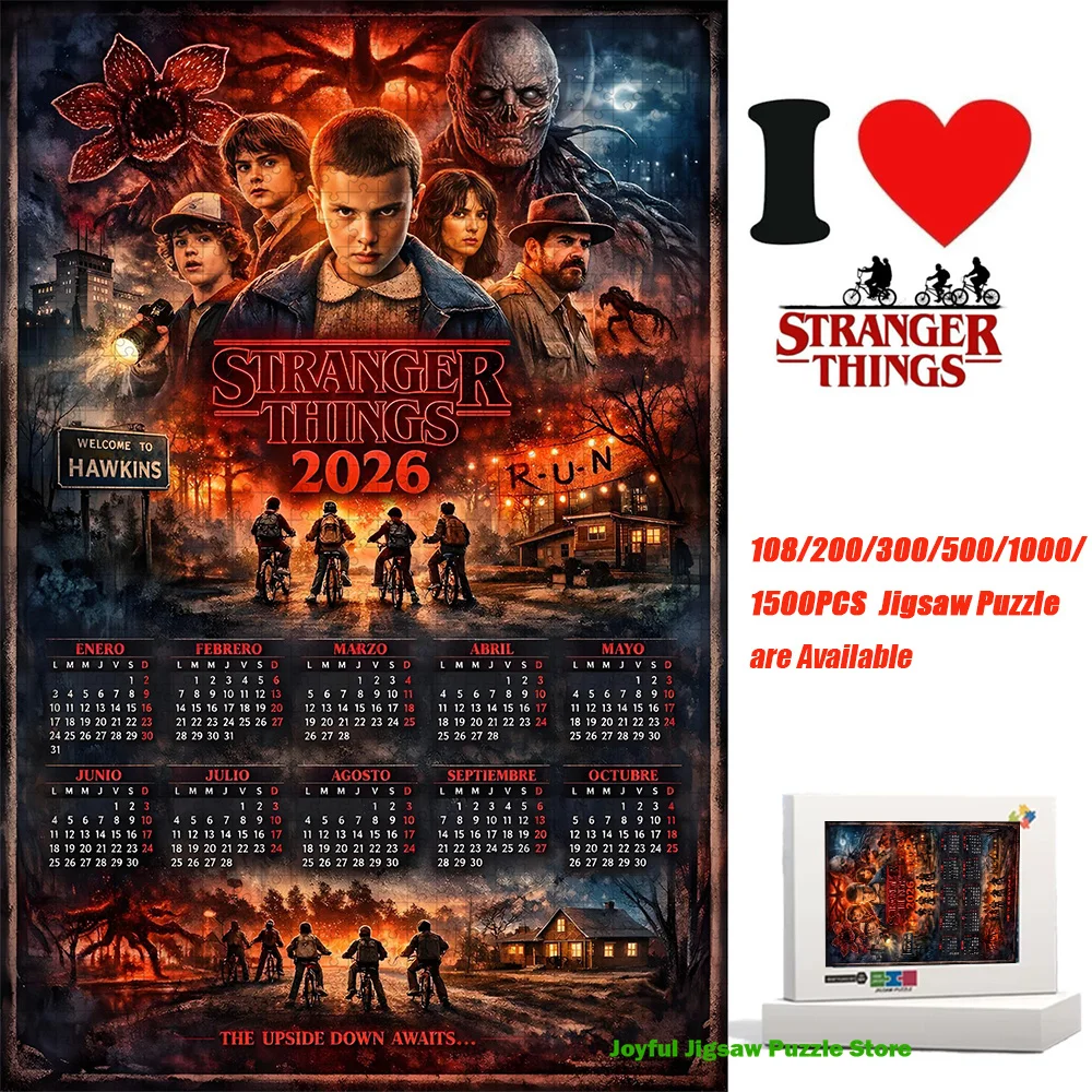 

Stranger Things 2026 Calendar Jigsaw Puzzle Hawkins Town & Demogorgon Decompression Toy Educational Game Gift Perfect Gift