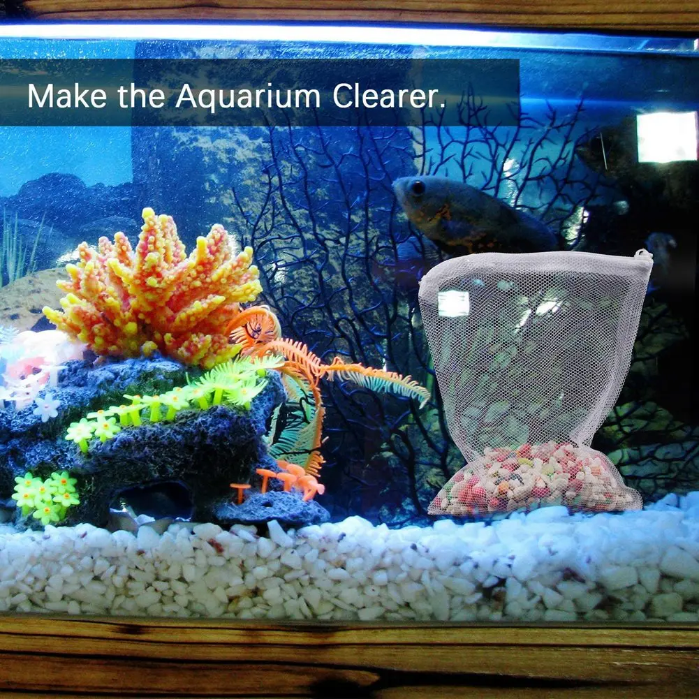 A97G 10Pcs Aquarium Filter Bag Fish Tank Media with Zipper Mesh Filter Bag Aquarium Mesh Bag (White+Black)
