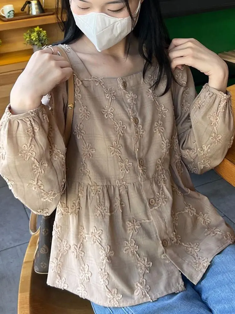 

Новый универсальный утягивающий топ с короткими рукавами в гонконгском стиле, жаккардовая рубашка в стиле ретро с квадратным воротником и темпераментом