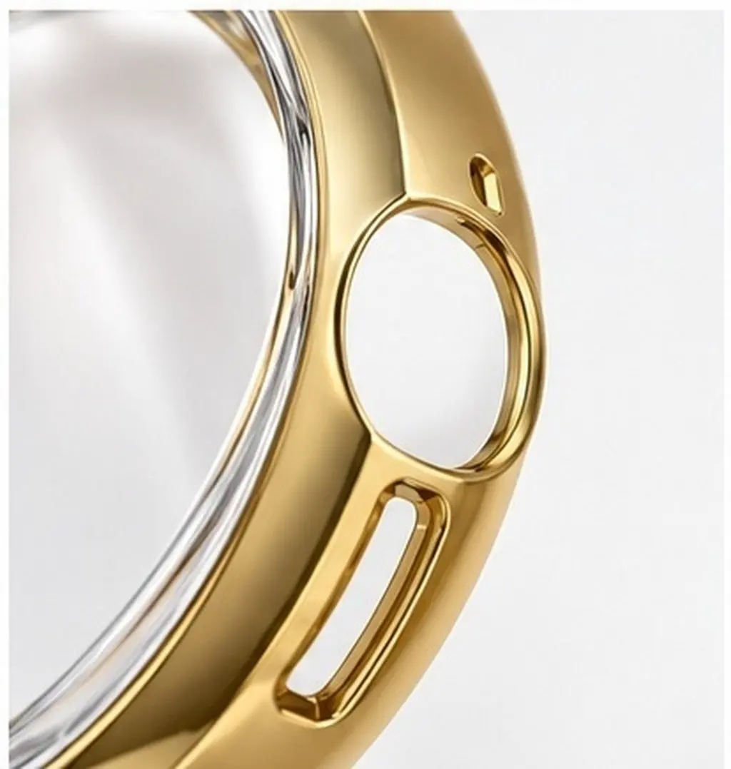 2 44Mm Golden Electroplate Watch Cover Tpu Protective Case Frame Side and Corner Protection Touch Friendly