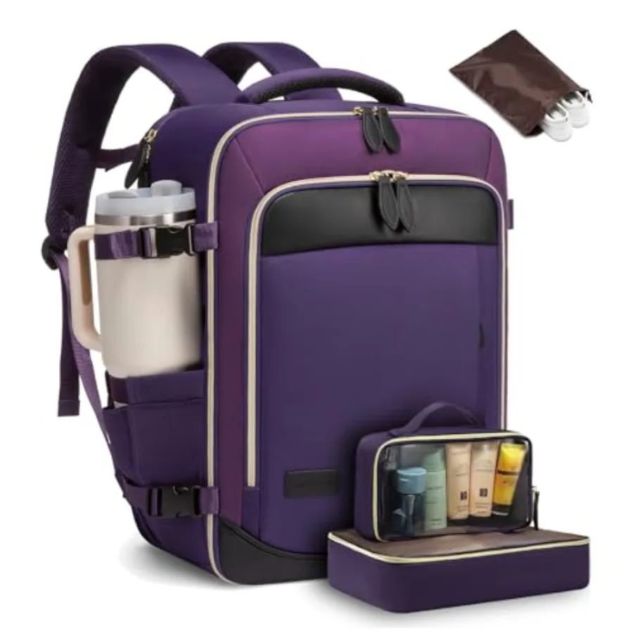 

Travel Backpack for Women, Carry On Backpack Packg Cubes, TSA Personal Item Travel Bag Airle Approved, Water Resistant Weekende