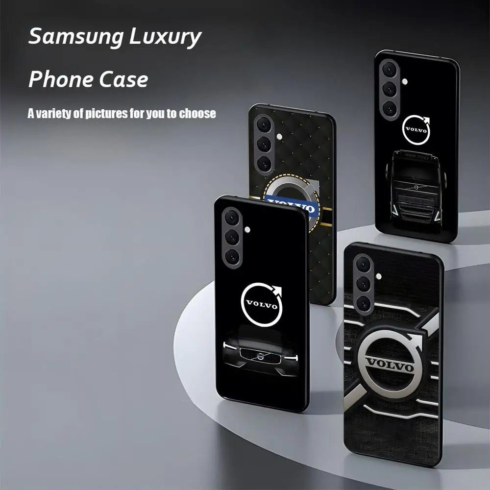 Luxury Vo-Lv-O SV CAR Phone Case For Samsung Galaxy S25 S24 S23 S22 S21 S20 Plus Ultra Note20 Soft Black