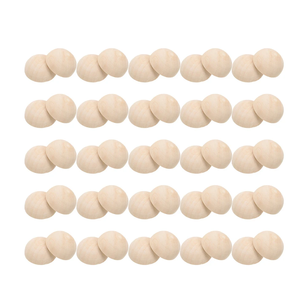 

100 Pcs Wooden Decorative Ball Spacer Bead Beads for Crafts Round Hanging Home Natural Unfinished Small Half