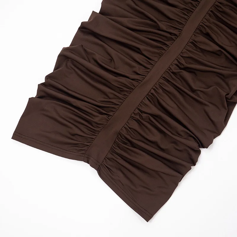 TARUXY Neckholder-Plissee-Maxikleid für Damen, ärmellos, sexy, rückenfreies Kleid, High Street, Abendparty-Kleidung, figurbetont, modisch – Detail 9