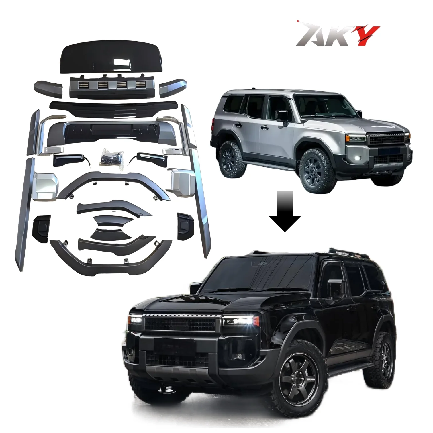 

Modification Factory Wholesale for To-yo-ta Prado 2025 LC250 Upgrade to Mode-llista M Style New Design Front Lips Exhaust Side S