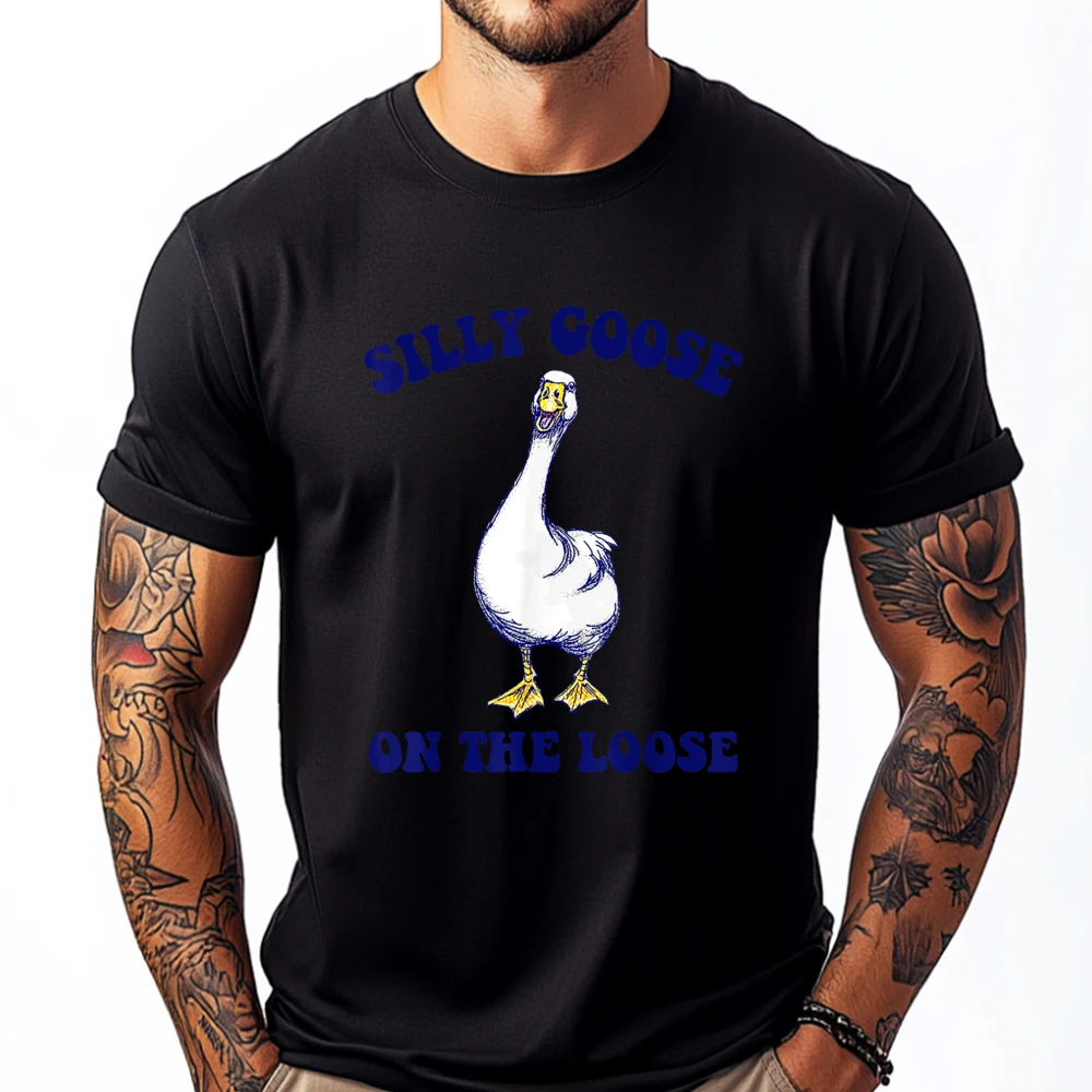 

Silly Goose On The Loose Cute Goose Lover Red And Black Graphic T Shirt Oversized T Shirt