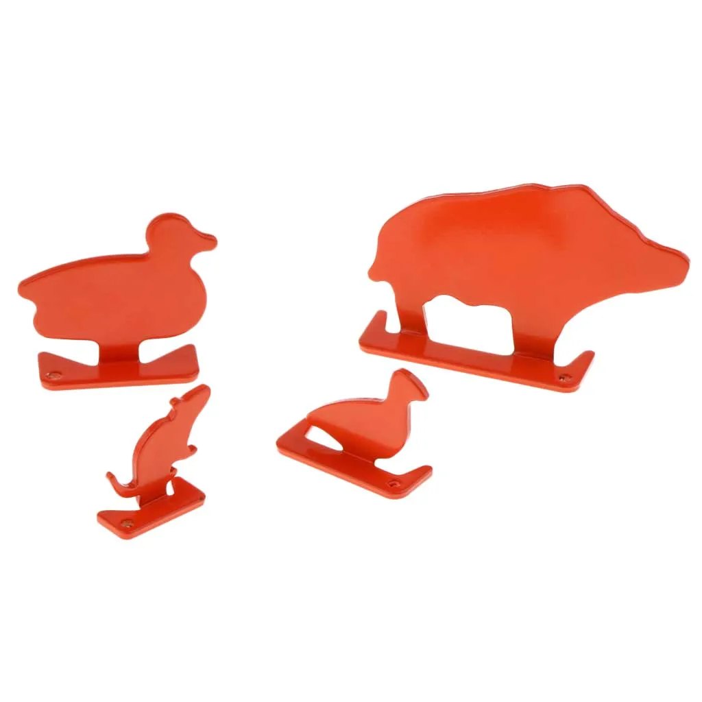 4pcs Metal Animal Targets Set Shooting Plinking Target for Fun Competition and Practice Orange Paintball Accessories