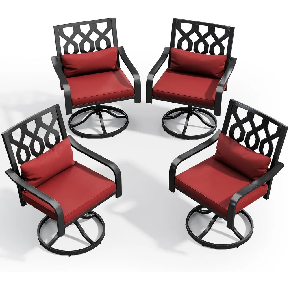 

Outdoor Dining Chairs Set of 4, Metal Swivel Patio Chairs Support up to 352 lbs, All-Weather Outdoor Swivel Chairs with Cushion