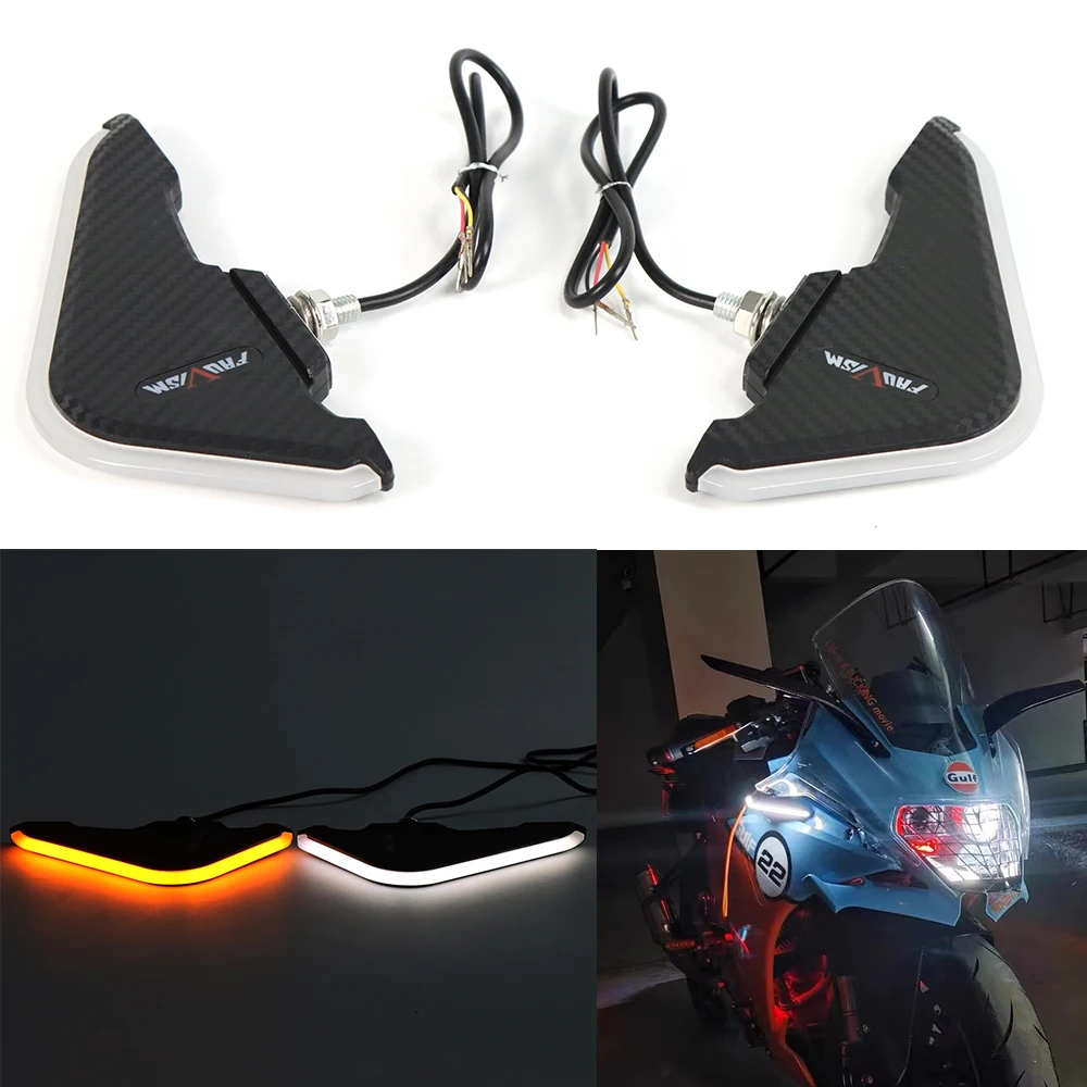 

Universal LED Motorcycle Turn Signal Winglets Front Fairing Aerodynamic Winglet For BMW Suzuki Kawasaki Ducati S1000RR R1 ZX10R