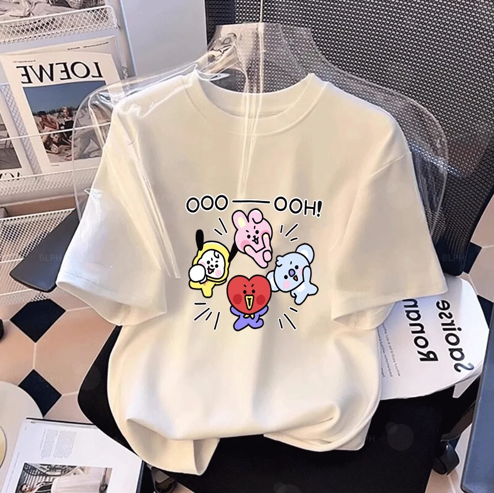 

Family Matching Hooded Sweatshirts Cute BT21 Print Casual Parent-child Pullover Tops Soft Comfortable BTS Jersey for Kids Adults