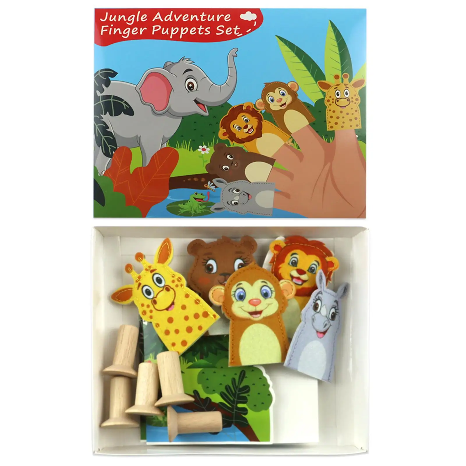 5 Pieces Cartoon Animal Finger Puppet with Storytelling Props for Children