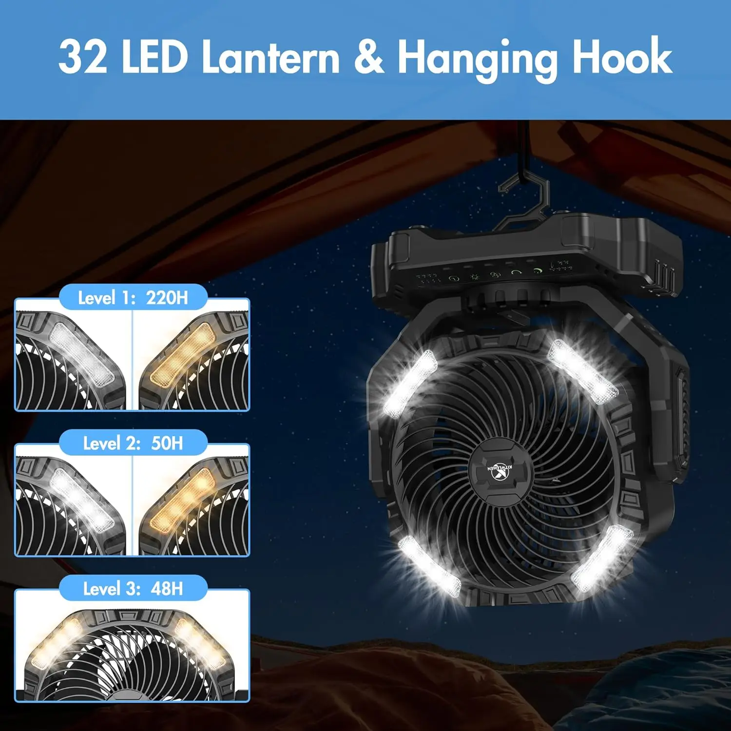 

40000mAh Battery Powered Camping Fan - 136H Max Cooling, Rechargeable Battery Operated Oscillating Floor Fan with Charger, Remot