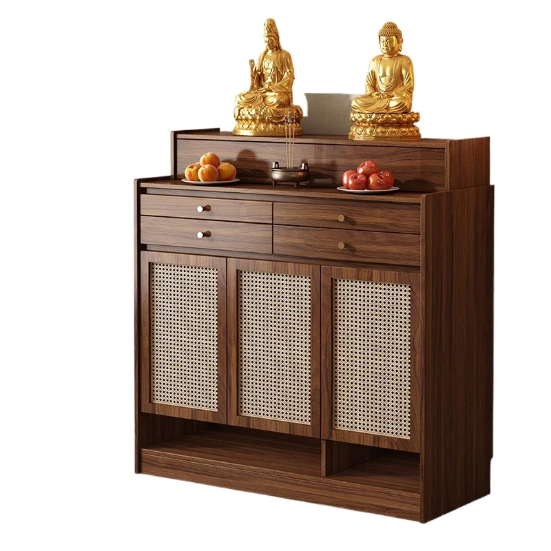 

Solid wood rattan household supply Buddha table case Rural incense table Living room middle hall cabinet