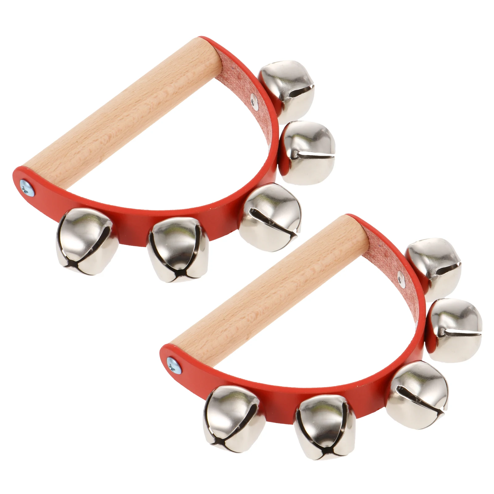 

2 Pcs Hand-ring Wrist Bell Kids' Bells Wooden Children's Musical Toys with Handle Iron Handheld Sleigh