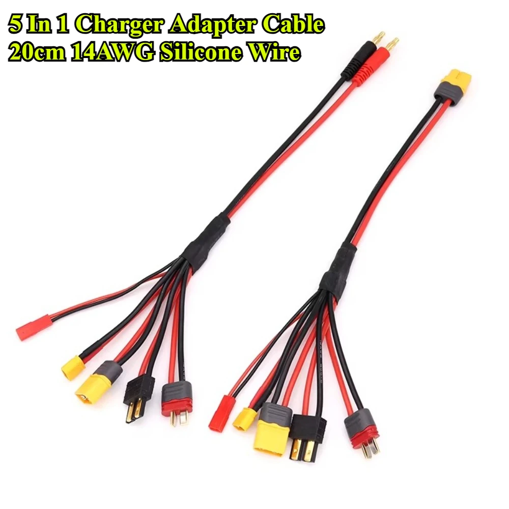 RC Charger Adapter Connector 5 In 1 Charger 4.0mm Banana XT60 XT30 TRX JST T Plug for RC Car Drone Imax B6 B6AC Battery Cable view 3