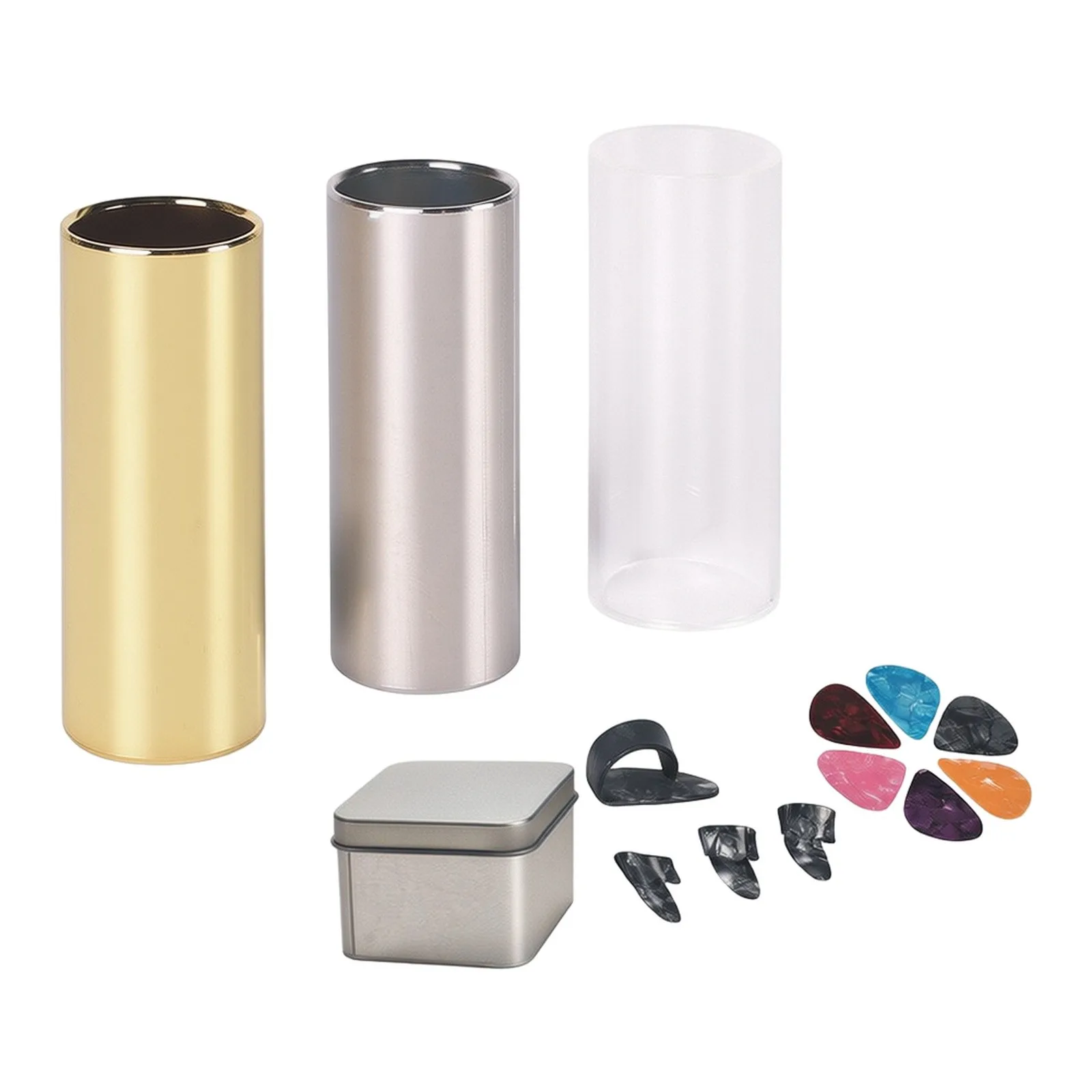 1 for acrylic Glass Guitar Slide 2 Steel Slides and 10 Guitar Picks Set for Enhanced Slide Guitar Sound and Playing Versatility
