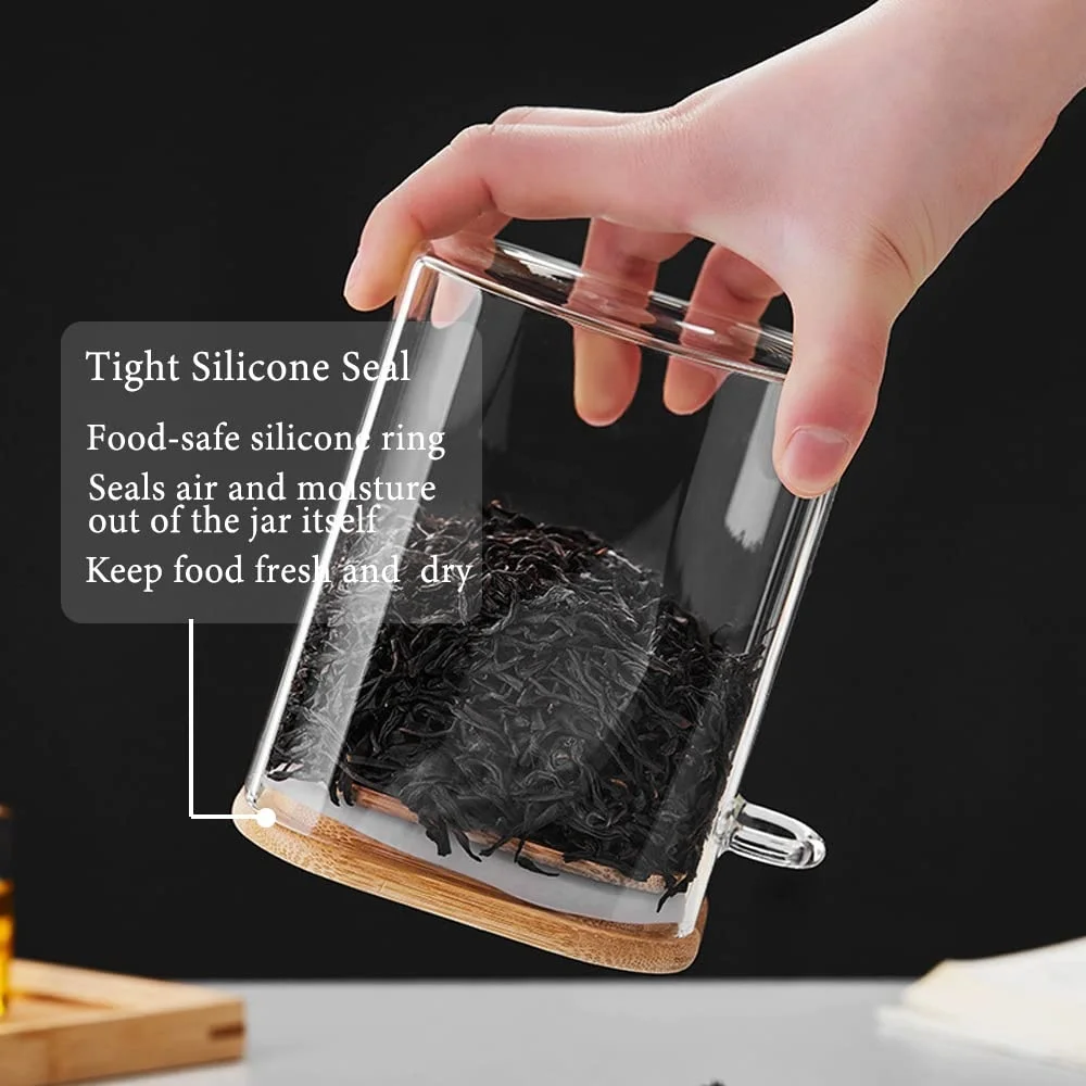 F9 Round Glass Storage Jar Overnight Oats Airtight Containers With Lid With Spoon Pudding Salad Cereal Coffee Tea Storage Can
