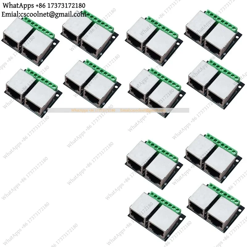 12PCS RJ45 Ethernet Dual Female Terminal Breakout Board 3.5mm Pitch Connector Shielded Network Adapter