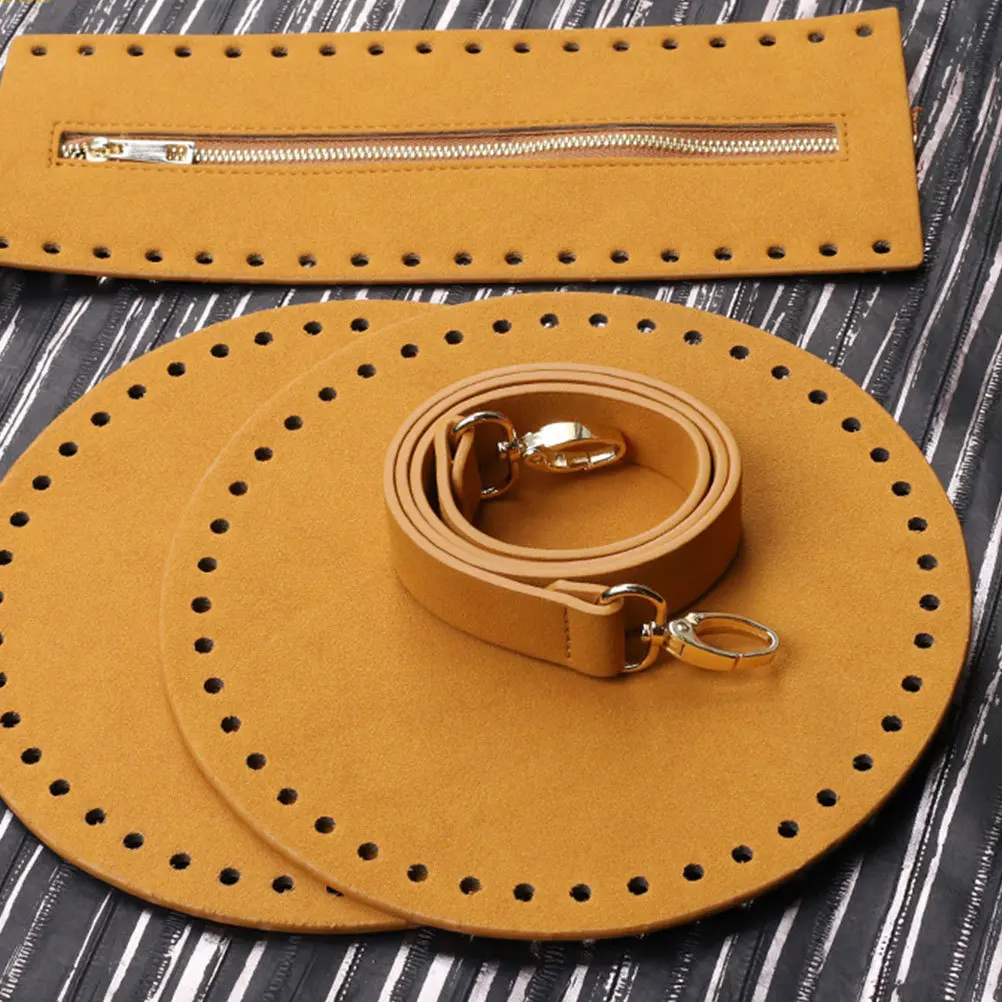 

1Set DIY Bag Material Kit PU Bottom Zipper Cover Shoulder Strap Accessories Durable Wear-Resistant Easy Clean Bright