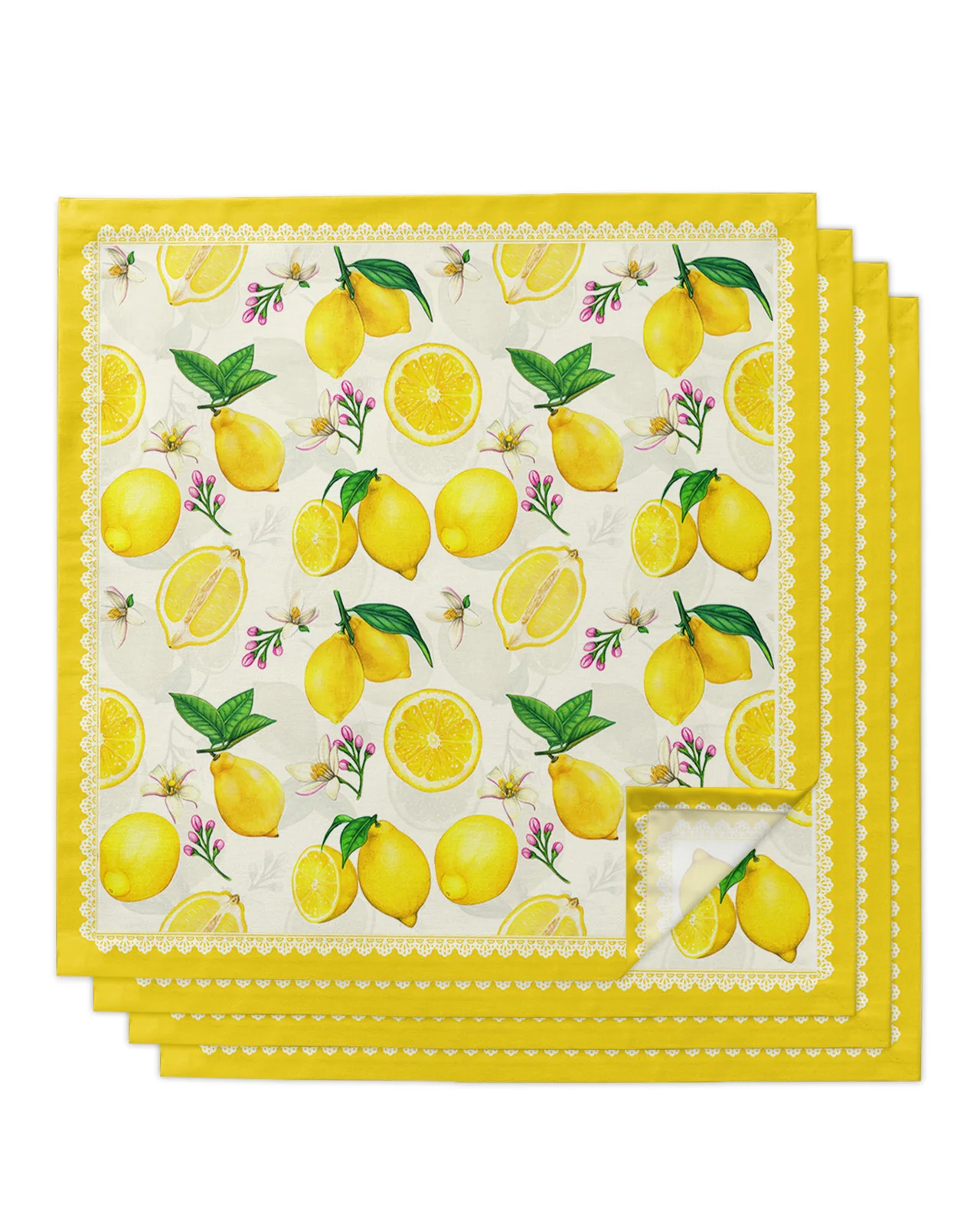 

4pcs Lemon Small Fresh Idyllic Style Square 50cm Table Napkin Wedding Decoration Table Cloth Kitchen Dinner Serving Napkins