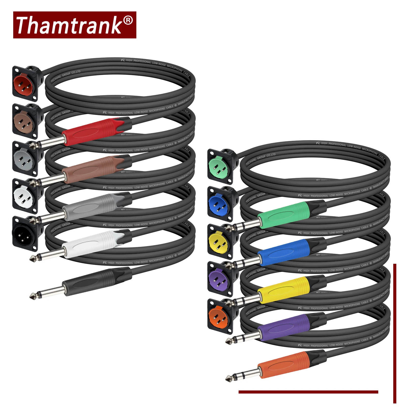 

D Type 3Pin XLR Male Panel Mount MIC Socket to 6.35mm TS/TRS Male Jack Audio Extension Cable for Amplifier Mixer Audio Interface