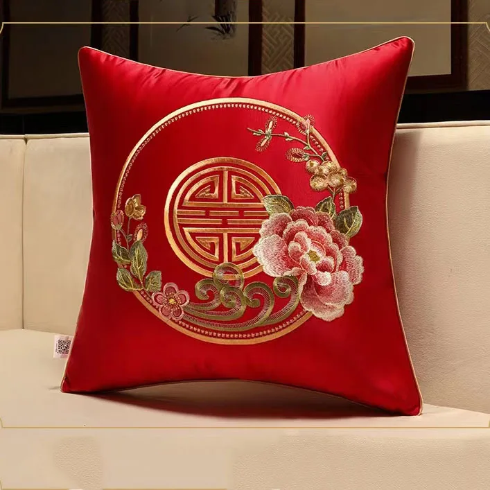 Chinese Style Sofa Embroidered Flower Throw Pillowcover, Classical Cushion Covers, 45x45, 50x50cm