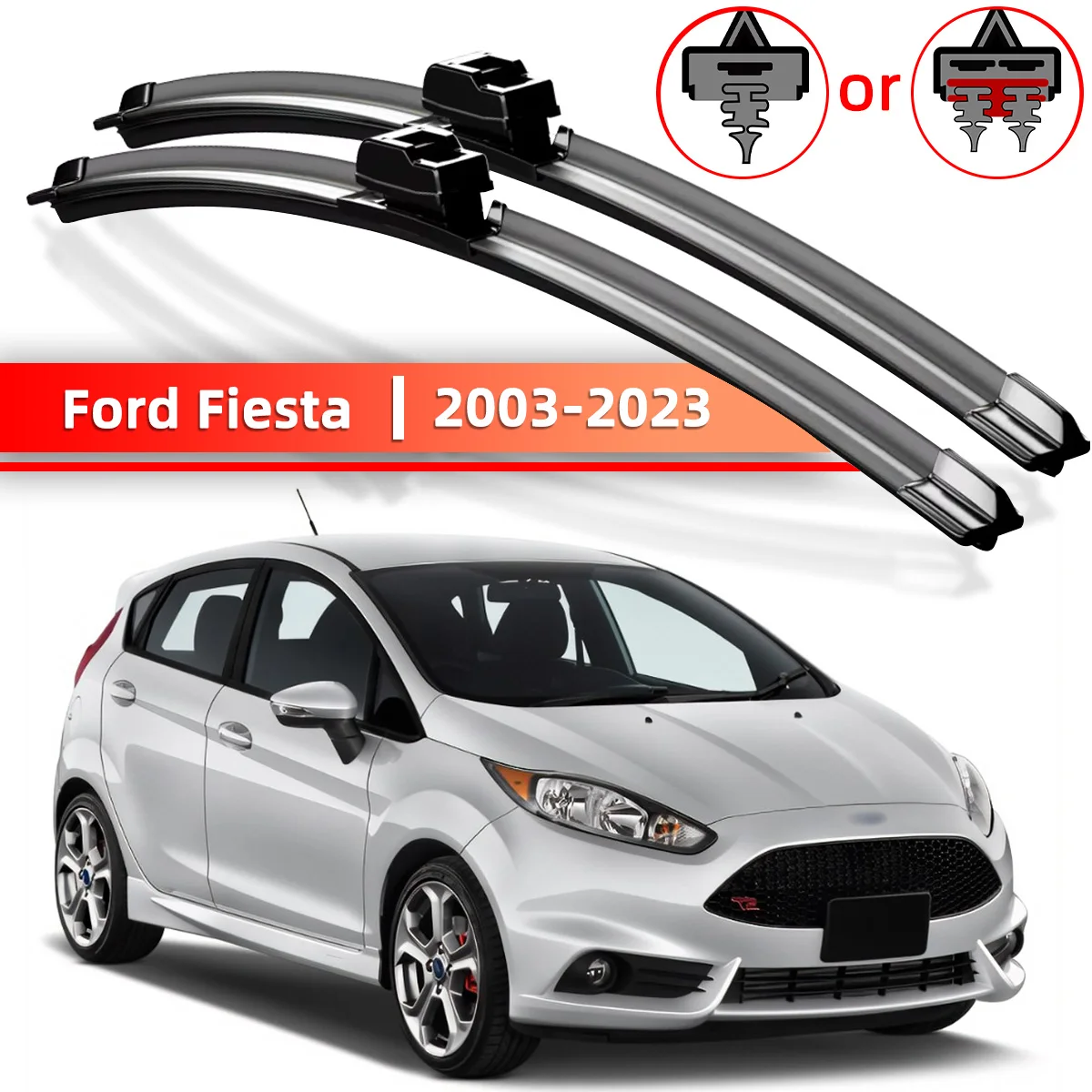 Auto Scheibenwischer Geeignet Für Ford Fiesta MK5 MK6 MK7 2003-2023 Windschutzscheibe Fenster Zubehör 2004 2008 2012 2016 2018 2022