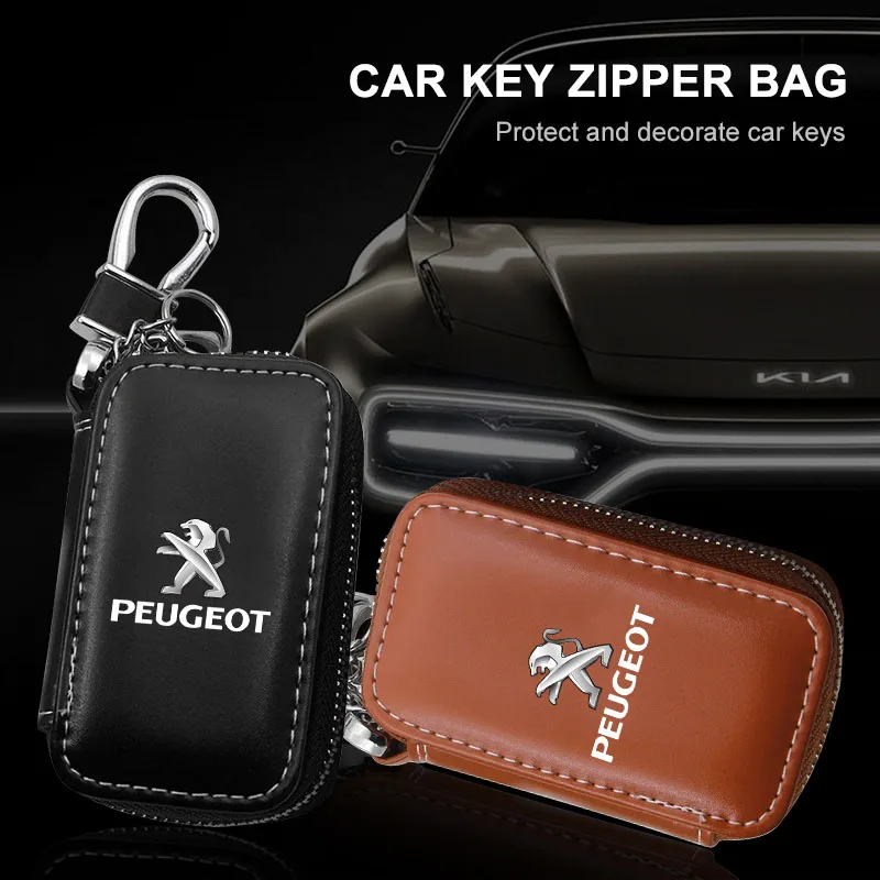 Leather Key Wallet Car Bag Multi Function Key Case For Peugeot 208 3008 206 308 2008 207 107 508 607 106 406 Car Accessories