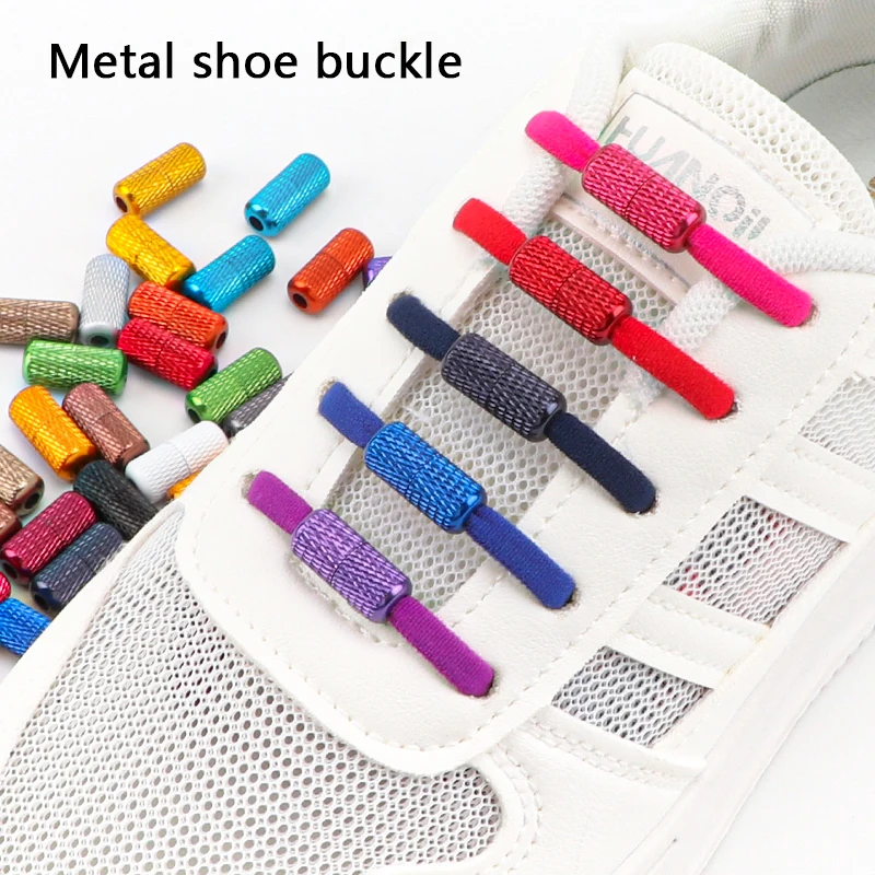 Aluminum Capsules Lock Shoelaces Decoration Sneakers Buckle Metal No Tie Shoe Laces Colorful Locks Kits Lazy Shoes Accessories