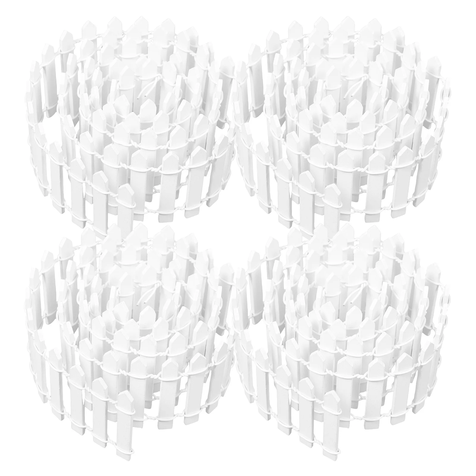 

4 Pcs Miniature Garden Fence Decorative Border Fencing Decoration Accessory Fairy Flower Pot Wooden