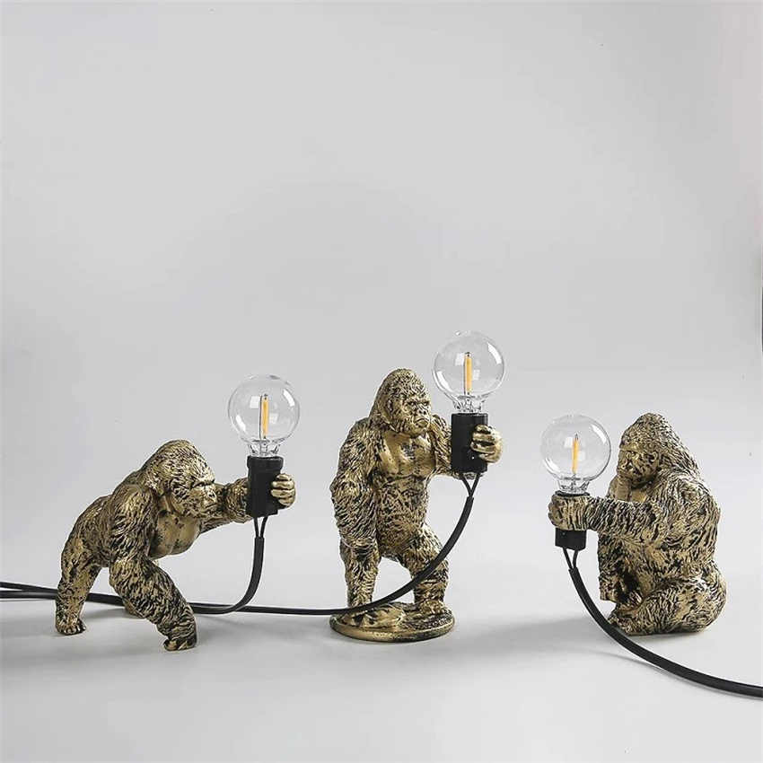 Nordic gorilla ornament animal table lamps art decoration bedroom table lights reading study desk ornament desk lights lighting