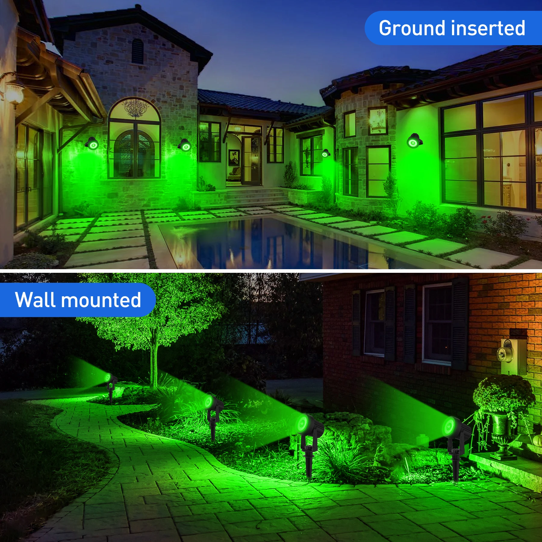 Solar Outdoor Light Landscape Garden Decoration lampada da parete verde IP65 Waterproof Pathway faretto ad energia solare cortile cortile