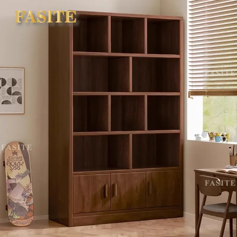 Solid Wood Bookshelf Floor to Ceiling Simple Wall Cabinet Living Room Multi Layer Storage Locker for Student Home Use