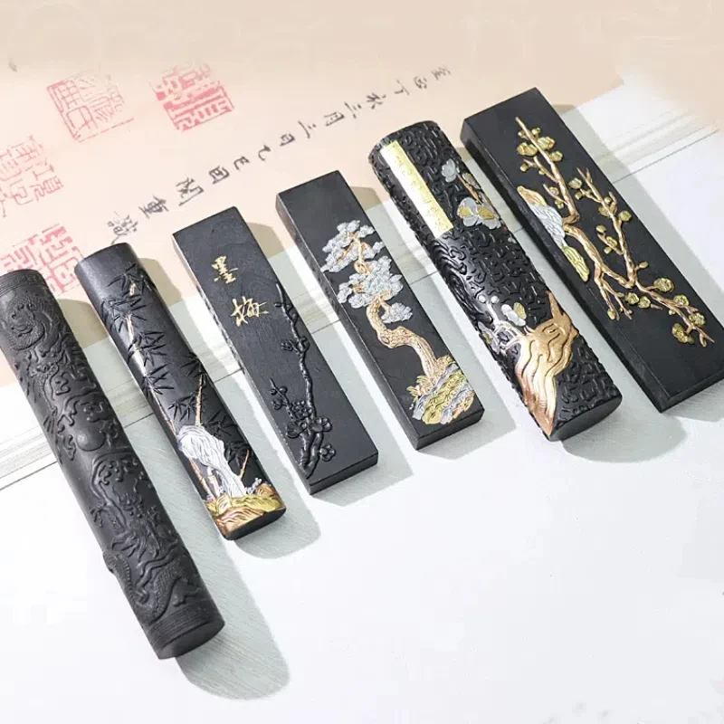 

Mount Huangshan Pine Smoke Ink Bar Handmade Old Hu Kaiwen Oil Smoke Ink Block Chinese Calligraphy Painting Pine Soot Ink Stick