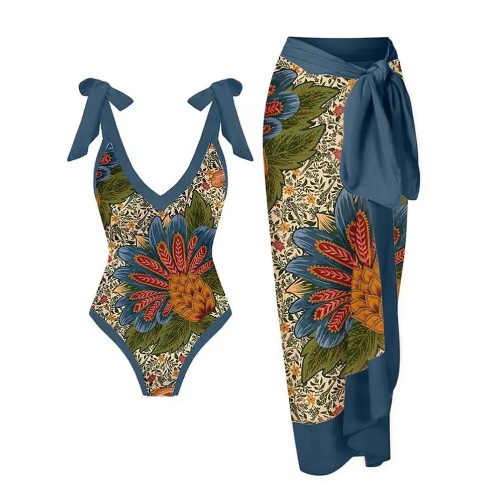 2024 New 2-Piece Women Bikini Set Push Up Floral Printed Ruffle Bikinis Strappy Bandage Swimwear Brazilian Biquini Bathing Suit