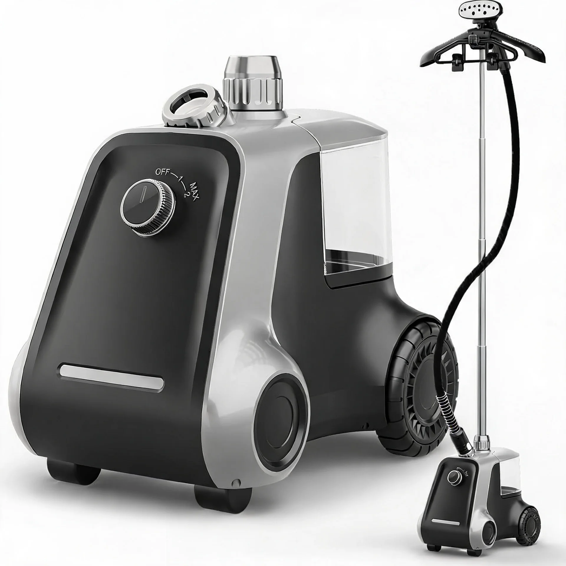 

Garment Steamer Standing Floor Size 30s Heat-Up 2.5L Water Tank Pant Clips Dual Hanger 4-Stage Adjustable Height Powerful Handheld Professional Wrinkle Remover