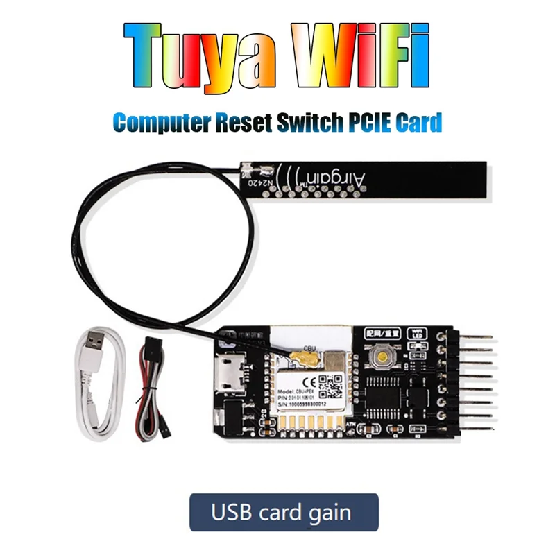 

Переключатель переключения питания компьютера Tuya, карта PCIE, Wi-Fi + антенна для настольного компьютера, управление через приложение для Google