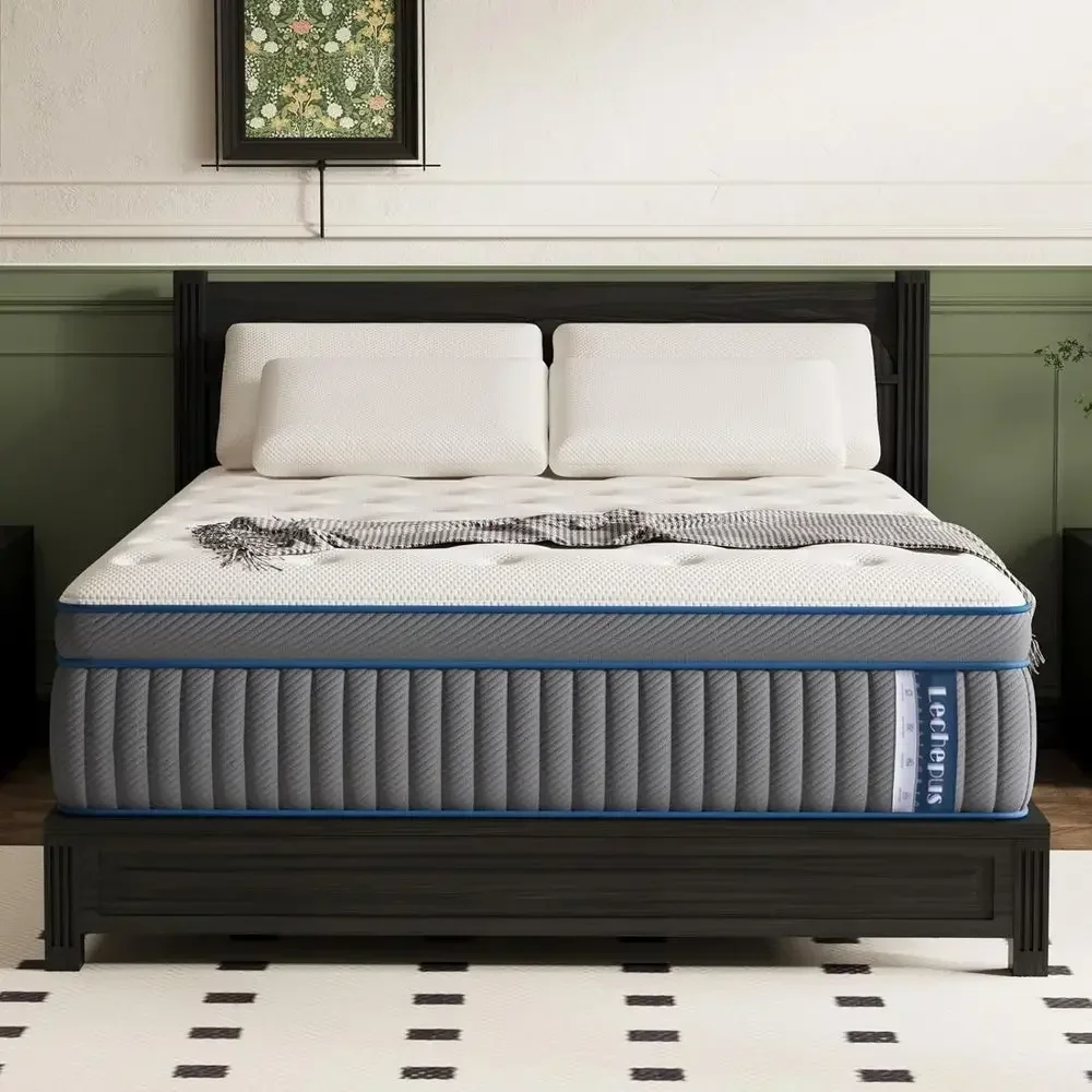 14 Inch Medium Plush Cooling Gel Memory Foam Hybrid Mattress with Individually Wrapped Coils for Pressure Relief and Balanced Su